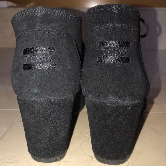 Black Suede Toms Desert Wedges - Picture 3 of 7